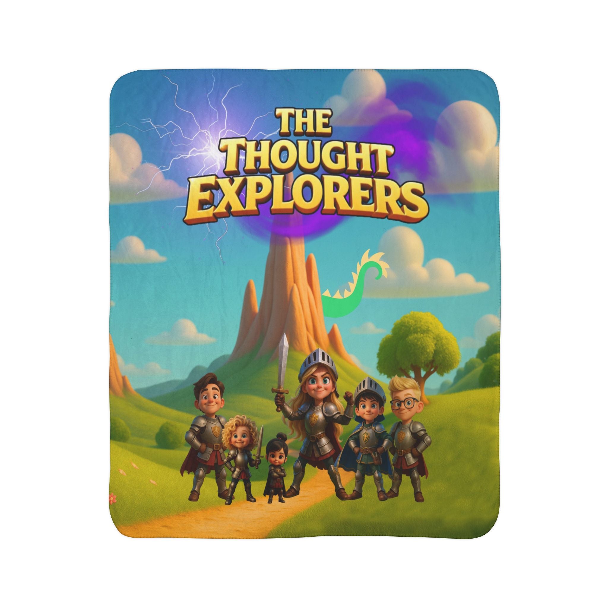 The Thought Explorers Knights of Calm Sherpa Blanket – Cozy Comfort for Brave Explores
